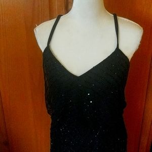 Adrianna Pappell Art Deco Blouson Beaded Gown black 8